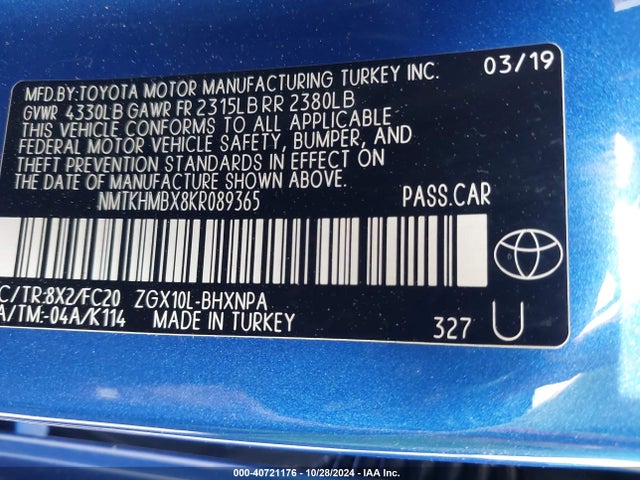 Toyota C-HR LE 2019 NMTKHMBX8KR089365 Image 9