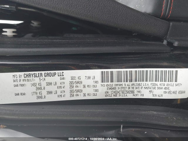 Dodge Durango R/t 2014 1C4SDHCT6EC502986 Image 9