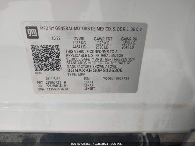 3GNAXKEG0PS126306 Chevrolet Equinox Fwd Lt