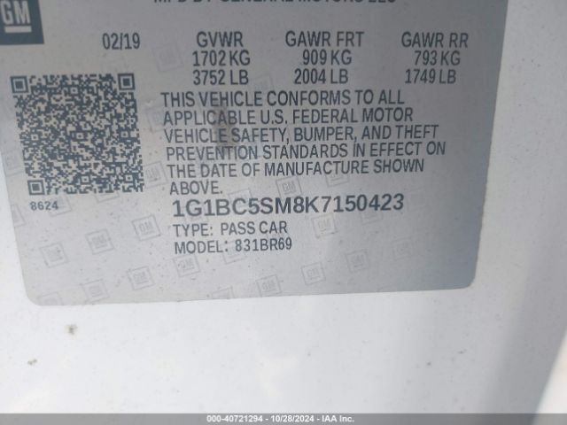 1G1BC5SM8K7150423 Chevrolet CRUZE LS