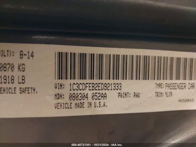 1C3CDFEB2ED921333 Dodge DART GT