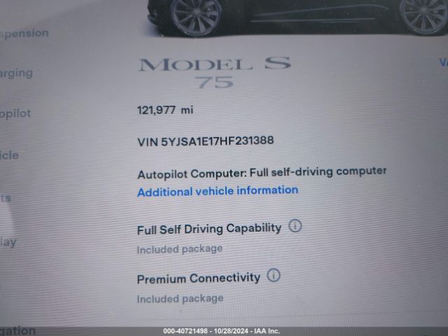 5YJSA1E17HF231388 Tesla Model S 60/75