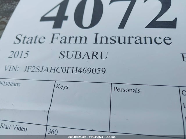 Subaru Forester 2.5i Limited 2015 JF2SJAHC0FH469059 Image 9