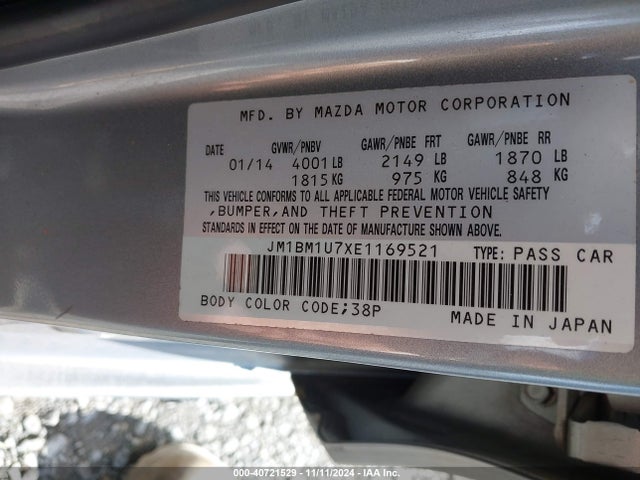 JM1BM1U7XE1169521 Mazda Mazda3 I Sport