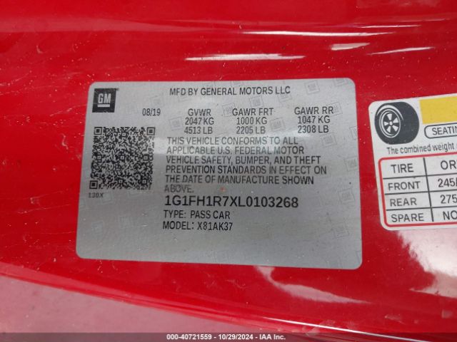 1G1FH1R7XL0103268 Chevrolet Camaro Rwd  2ss