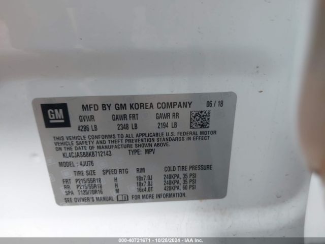 KL4CJASB8KB712143 Buick Encore Fwd Preferred