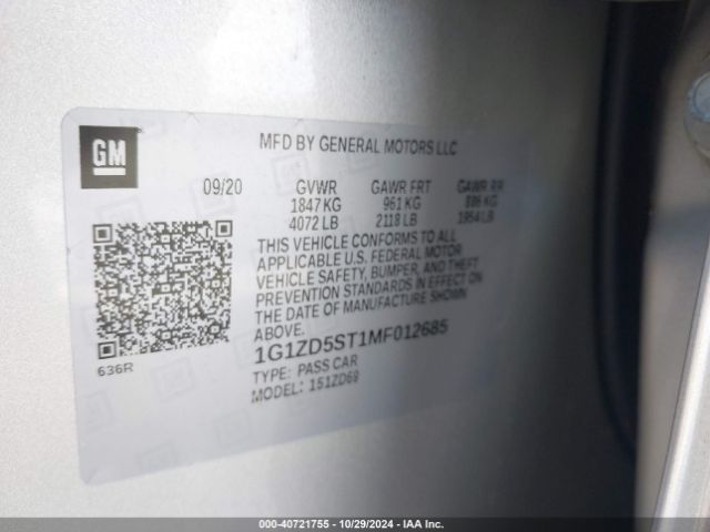 2021 CHEVROLET MALIBU 1G1ZD5ST1MF012685 Photo 8