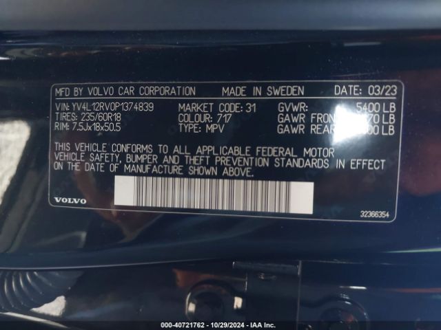 YV4L12RV0P1374839 Volvo Xc60 B5 Core