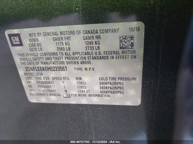 Chevrolet EQUINOX LS 2017 2GNFLEEK6H6220567 Image 9