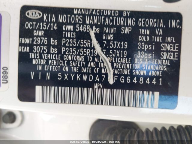5XYKWDA76FG648441 KIA Sorento Limited V6