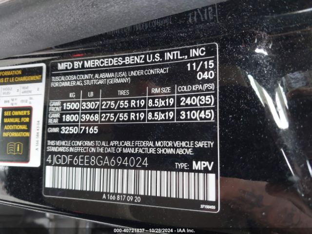 4JGDF6EE8GA694024 Mercedes-Benz Gl 450 4matic