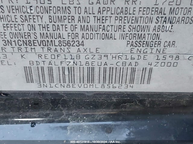 Nissan Versa Sv Xtronic Cvt 2021 3N1CN8EV0ML856234 Image 9