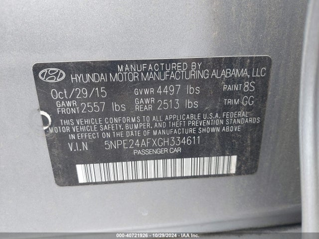 Hyundai SONATA SE 2016 5NPE24AFXGH334611 Image 9