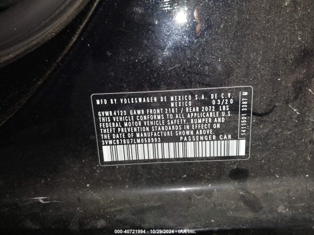 3VWCB7BU7LM058993 Volkswagen Jetta 1.4t R-line/1.4t S/1.4t Se