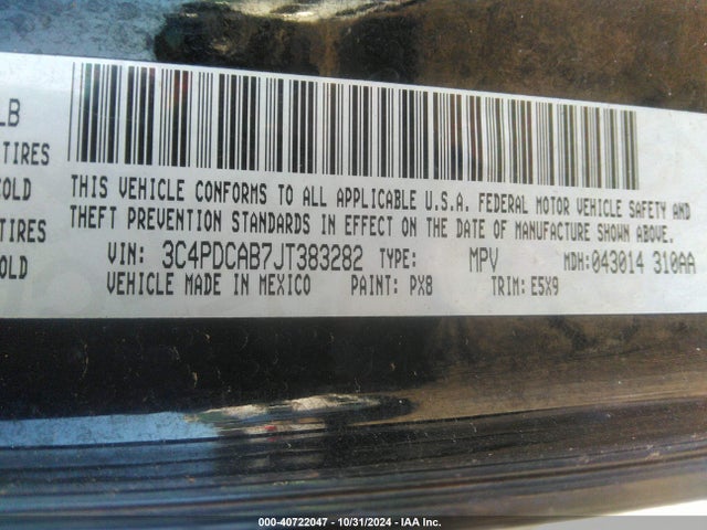 3C4PDCAB7JT383282 Dodge JOURNEY SE