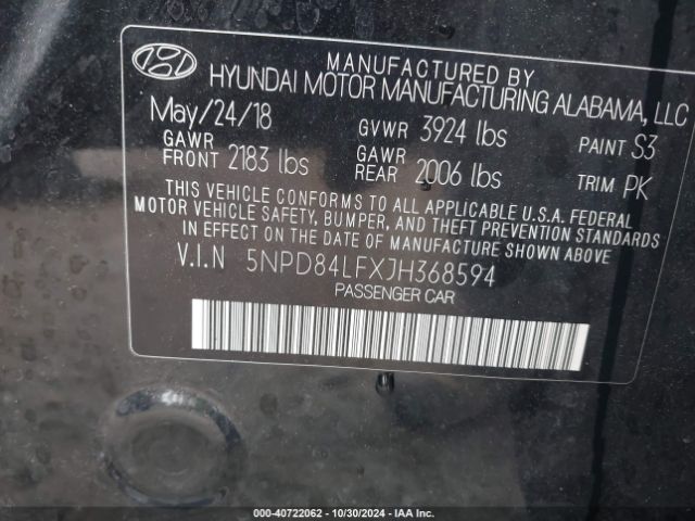 5NPD84LFXJH368594 Hyundai Elantra Value Edition