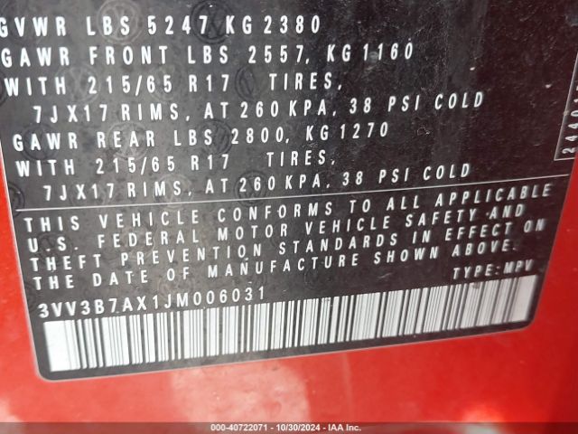 3VV3B7AX1JM006031 Volkswagen Tiguan 2.0t Se/2.0t Sel