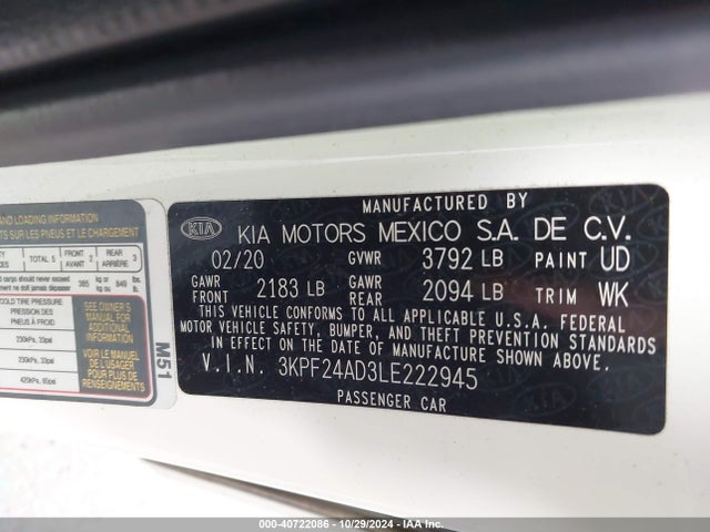 KIA Forte Lxs 2020 3KPF24AD3LE222945 Image 9