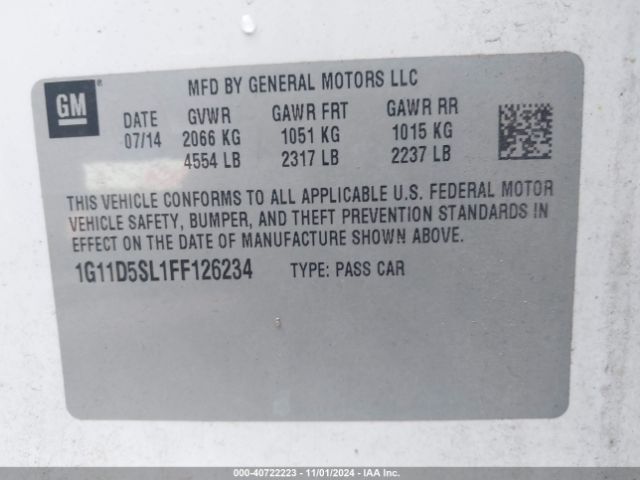 1G11D5SL1FF126234 Chevrolet MALIBU 2LT