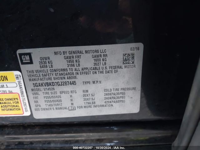 5GAKVBKD7GJ287445 Buick Enclave Leather