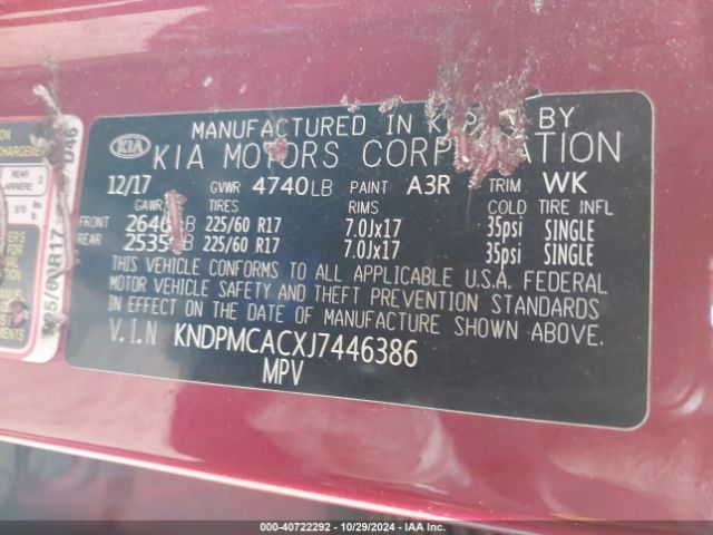 KNDPMCACXJ7446386 KIA Sportage Lx