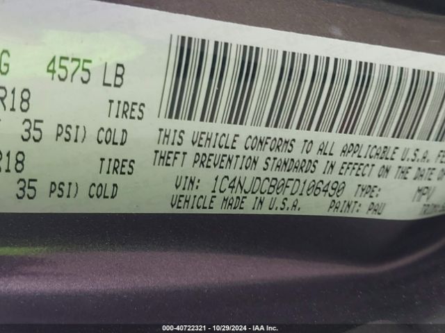 1C4NJDCB0FD106490 Jeep Compass Limited