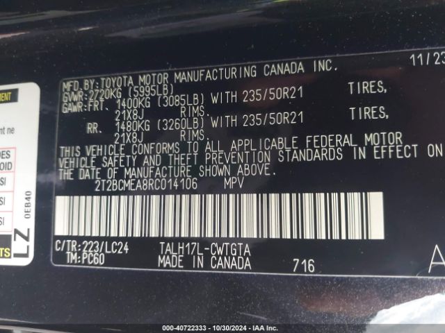 2T2BCMEA8RC014106 Lexus Rx 500h F Sport Performance
