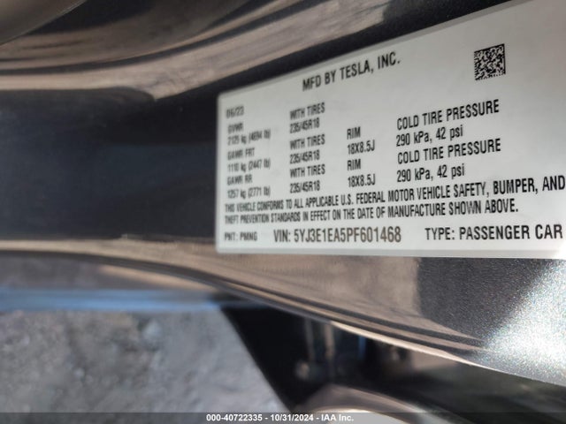 2023 TESLA MODEL 3 5YJ3E1EA5PF601468 Photo 8