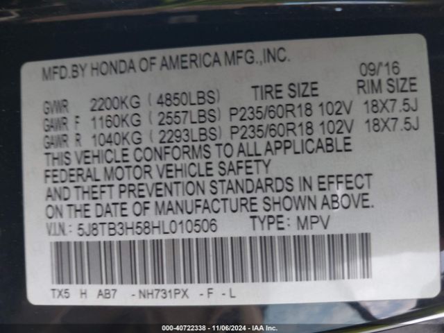 5J8TB3H58HL010506 Acura Rdx Technology   Acurawatch Plus Packages/w/technology Package