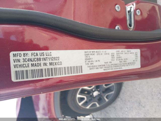 3C4NJCBB1NT112822 Jeep Compass Latitude Fwd