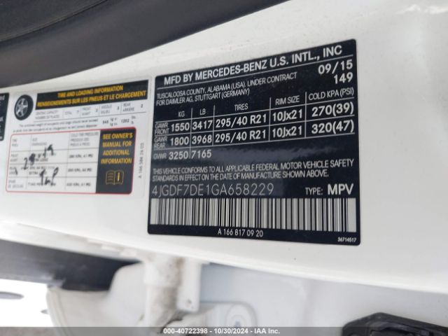 4JGDF7DE1GA658229 Mercedes-Benz Gl 550 4matic