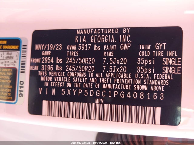 5XYP5DGC1PG408163 KIA Telluride Sx Prestige