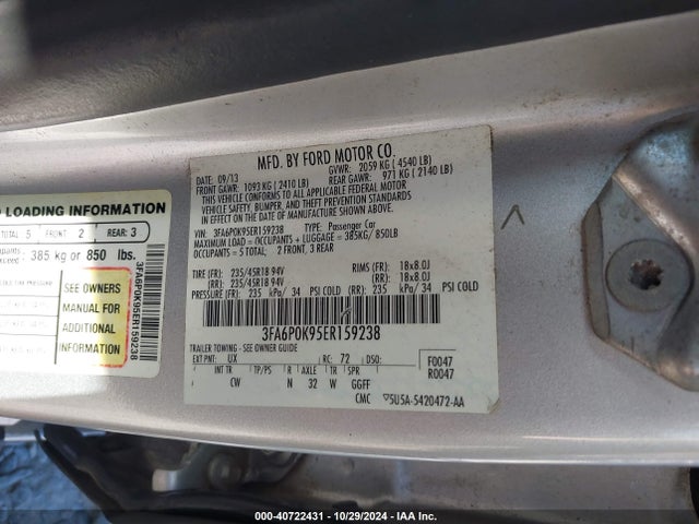 Ford Fusion Titanium 2014 3FA6P0K95ER159238 Image 9