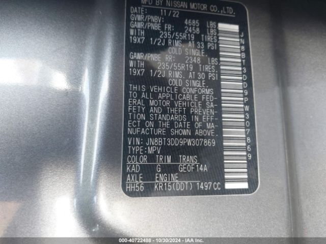 JN8BT3DD9PW307869 Nissan Rogue Platinum Intelligent Awd