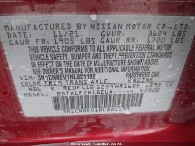 3N1CN8EV1NL821199 Nissan Versa 1.6 Sv Xtronic Cvt