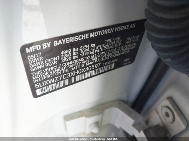 5UXWZ7C3XH0X40597 BMW X3 Sdrive28i
