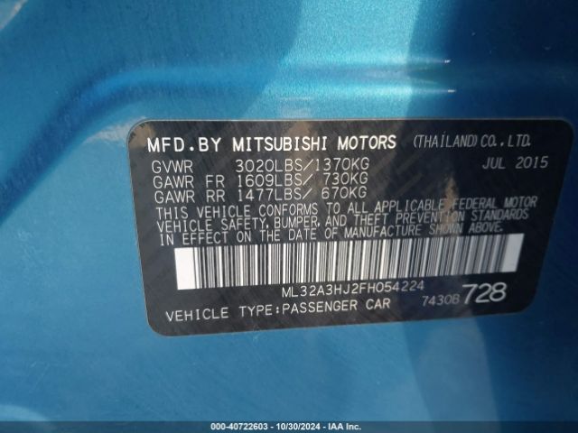2015 MITSUBISHI MIRAGE ML32A3HJ2FH054224 Photo 8