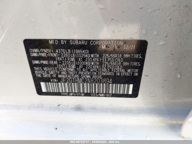 JF2GTHMC2N8203894 Subaru Crosstrek Limited