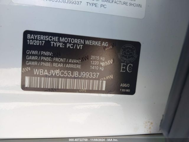 WBAJV6C53JBJ99337 BMW 640i Gran Turismo Xdrive