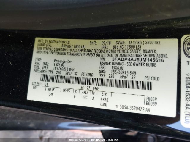 3FADP4AJ5JM145616 Ford FIESTA S