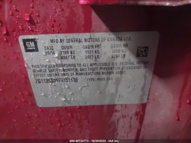 2G1125S31F9151116 Chevrolet Impala 2lt