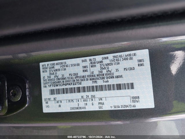 Ford F-150 Xl 2023 1FTEW1CP6PKF22732 Image 9