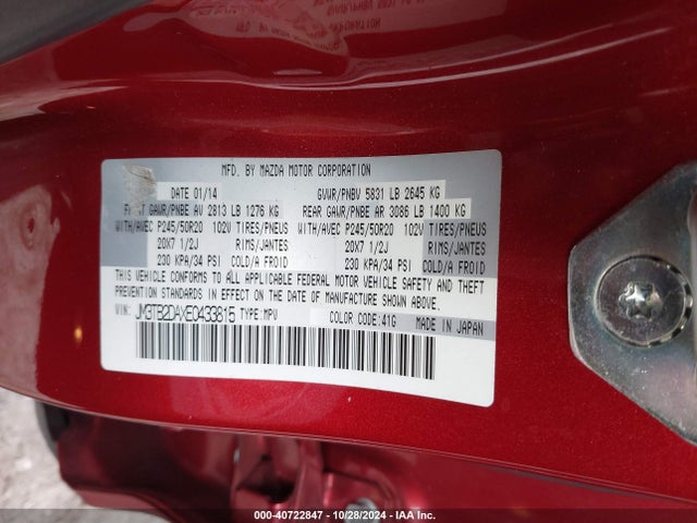 JM3TB2DAXE0433815 Mazda Cx-9 Grand Touring