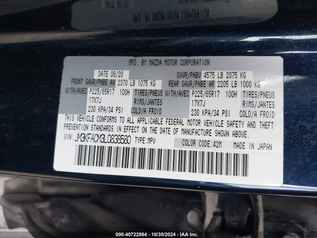 Mazda Cx-5 Touring 2020 JM3KFACM3L0838580 Image 9