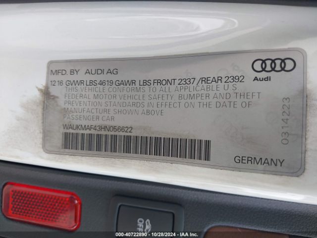 WAUKMAF43HN056622 Audi A4 2.0t Season Of Audi Ultra Premium