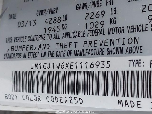 JM1GJ1W6XE1116935 Mazda Mazda6 I Grand Touring