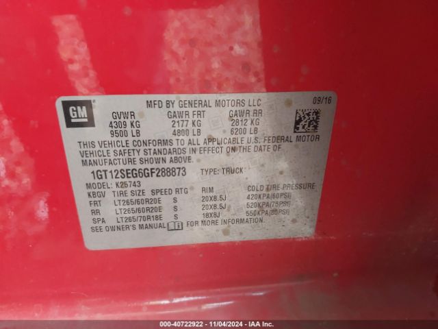 1GT12SEG6GF288873 GMC Sierra 2500hd Sle