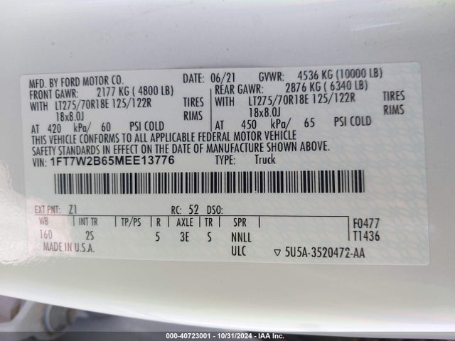 Ford F-250 Xlt 2021 1FT7W2B65MEE13776 Image 9