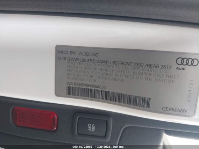 WAUDNAF40HN054834 Audi A4 2.0t Season Of Audi Premium