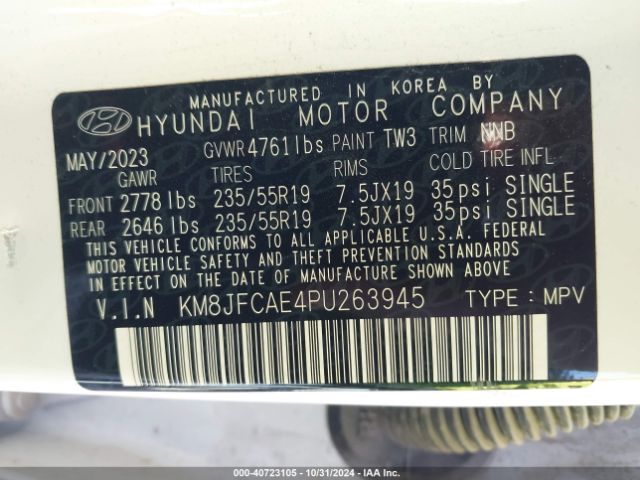 2023 HYUNDAI TUCSON KM8JFCAE4PU263945 Photo 8